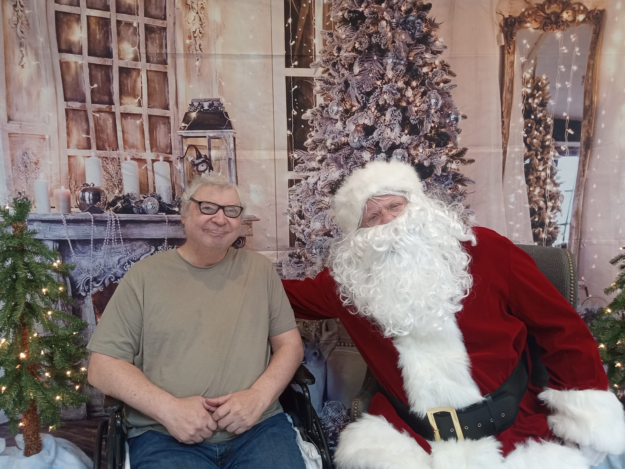 santa with assisted living facility resident