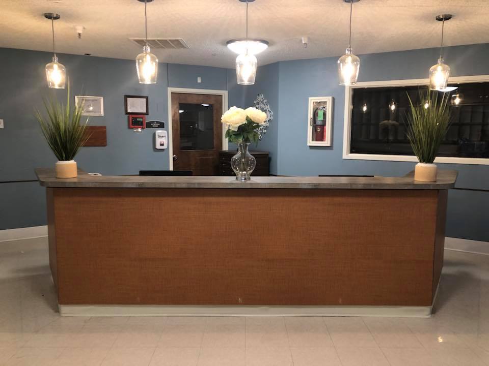 welcome desk at the cottage at woodland hills